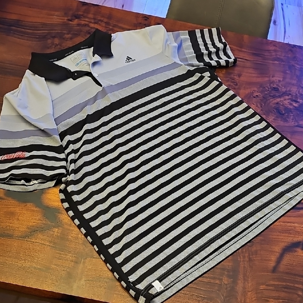 Adidas Men's Black and Gray Polo Shirt